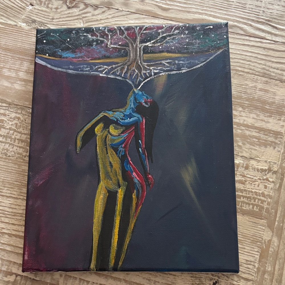 Abstract Tree and Figure Canvas Art